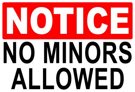 no minors allowed sign|NO MINORS ALLOWED SIGNAGE PVC TYPE OR .